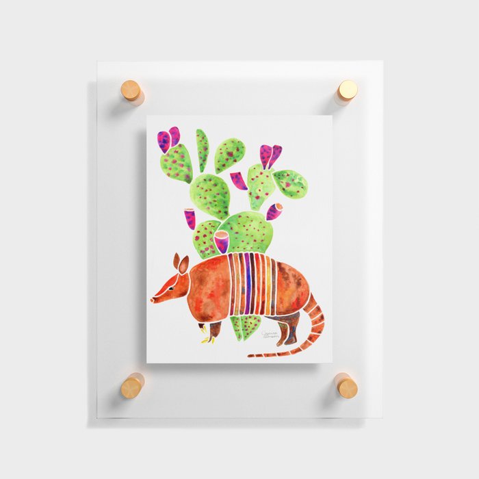 Armadillo and Cactus Floating Acrylic Print