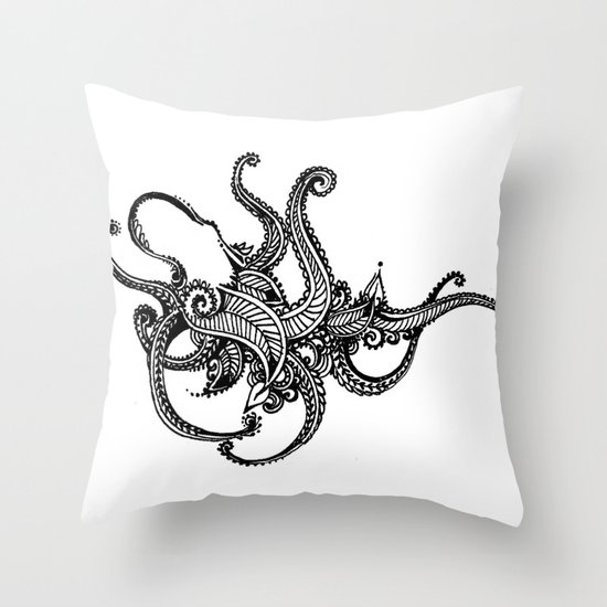 Henna Octopus Throw Pillow