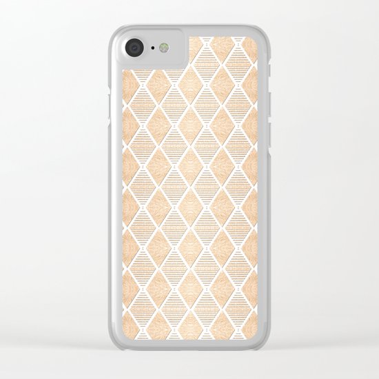White and Copper Geometric Pattern Clear iPhone Case