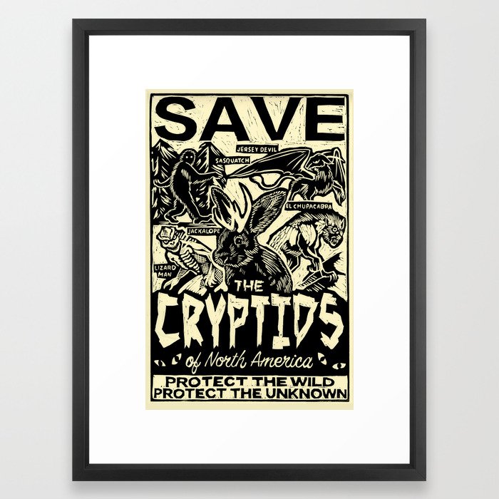 SAVE THE CRYPTIDS Framed Art Print
