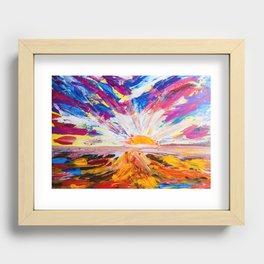 Electric Sunrise Abstract Landscape Painting Recessed Framed Print