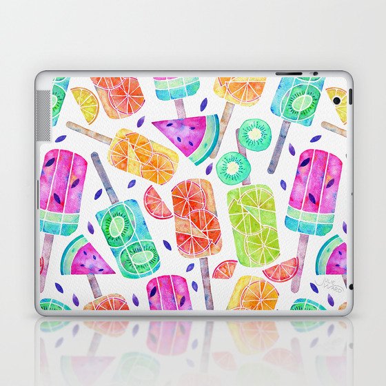 Watercolor Fruitsicles - Pattern - Cool Tones Laptop & iPad Skin