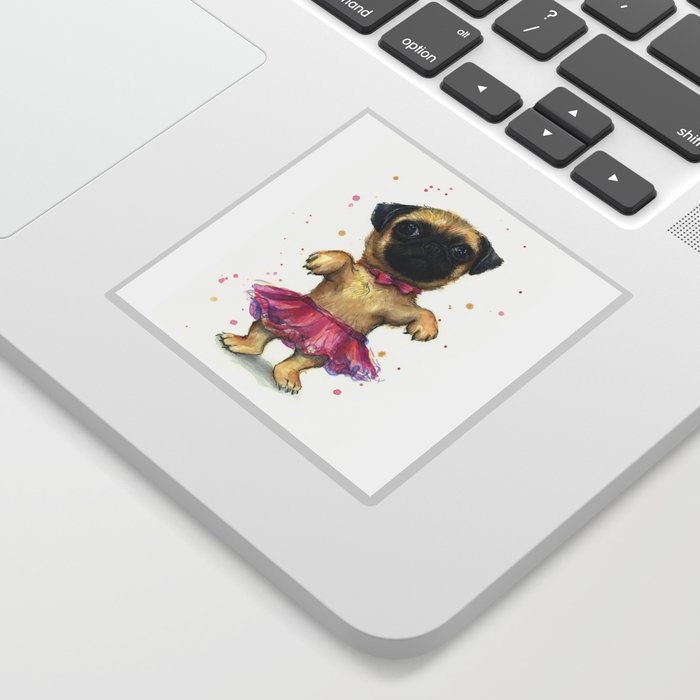 Pug in a Tutu Cute Animal Whimsical Dog Portrait Sticker