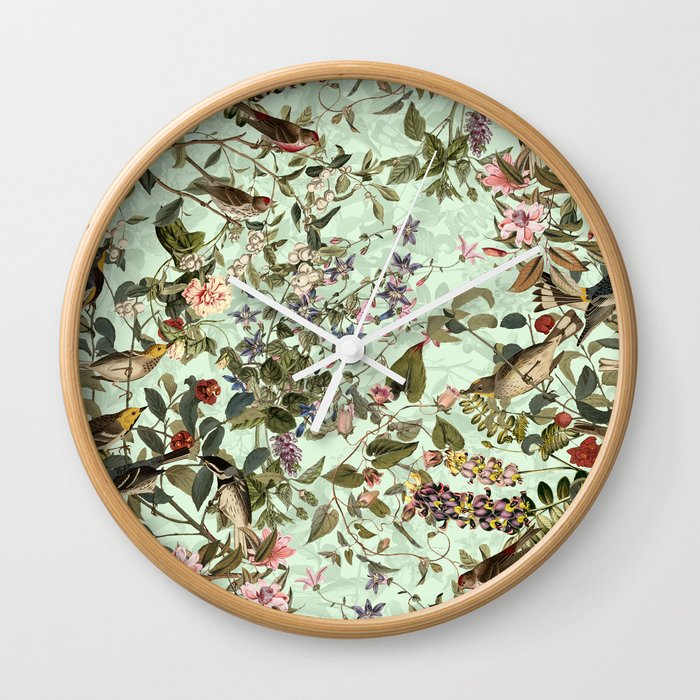 Floral and Birds X Wall Clock