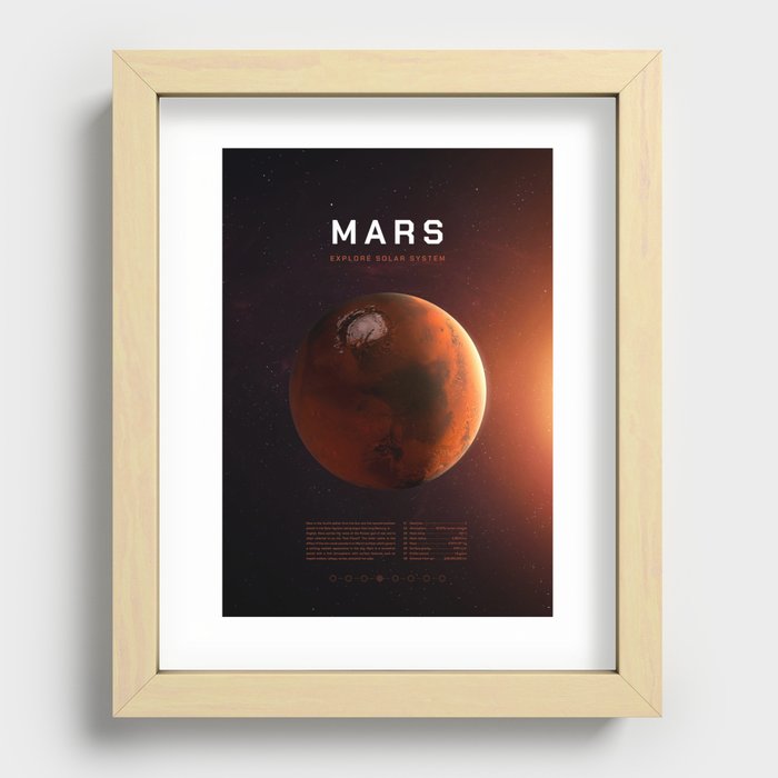 Mars planet. Poster background illustration. Recessed Framed Print