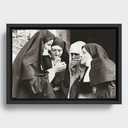 Nuns Smoking Framed Canvas