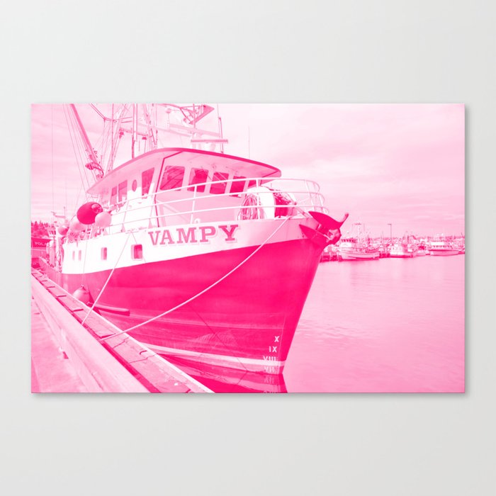 Vampy Commercial Fishing Boat Marina Nautical Northwest Magenta Pink Industrial Landscape Pacific Ocean Canvas Print