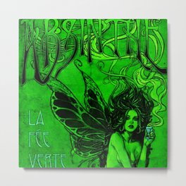 Vintage Parisian Green Fairy Absinthe Advertisement Poster Metal Print | Whiskey, Restaurant, Bar, Advertising, Alcohol, Dinningroom, Kitchen, Barroom, Nude, Advertisement 