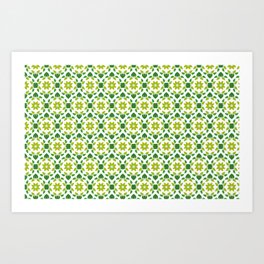 Green Leaf Repeat Pattern Art Print