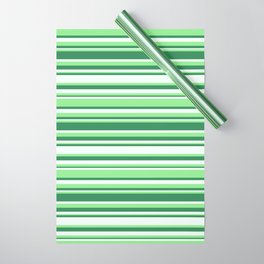 [ Thumbnail: Light Green, Sea Green & Mint Cream Colored Striped Pattern Wrapping Paper ]
