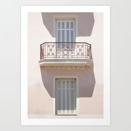 Pastel Pink Balcony In France Art Print | Soft Color Architecture Photo | Europe Summer Travel Photography Art Print