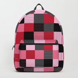 Valentine's Day Black, Red, Pink, & Grey Checkered Plaid Pattern Backpack