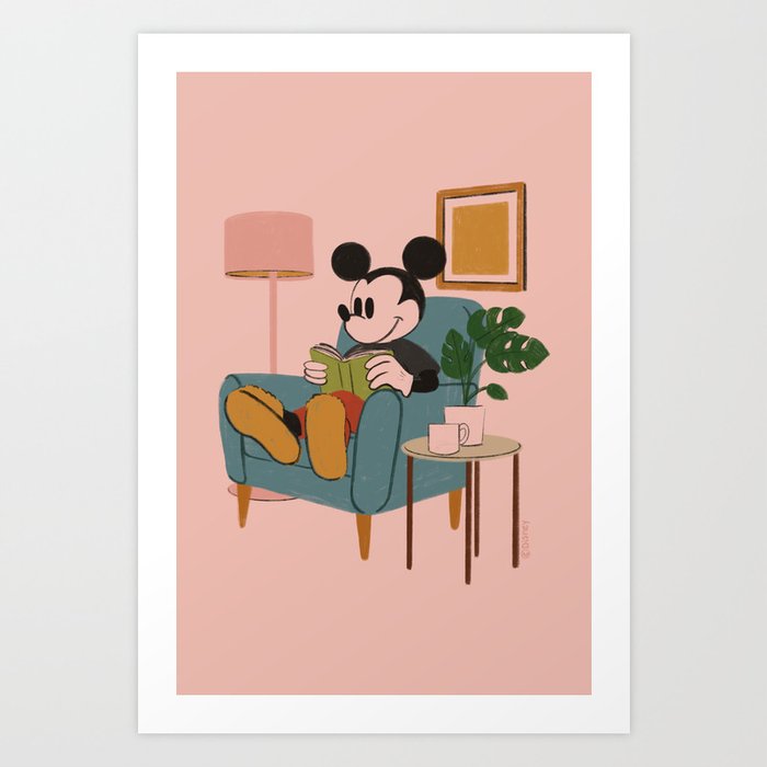 "Mickey Mouse Reading" by Haley Tippmann Art Print | Drawing, Haley-tippmann, Mickey, Mickey-mouse, Disney, Walt-disney, Reading, Mickey-and-friends