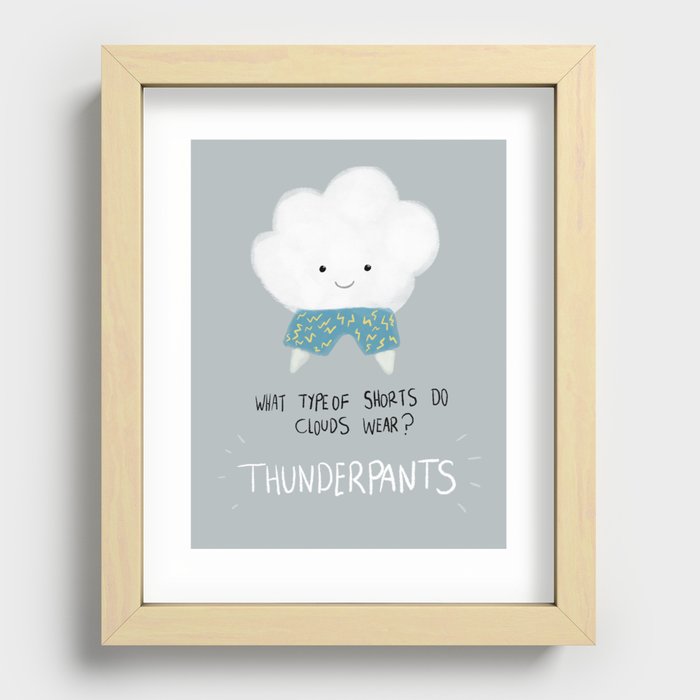 What type of shorts do clouds wear? Recessed Framed Print