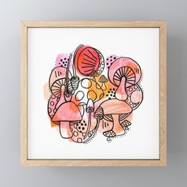 mushroom and moon Framed Mini Art Print