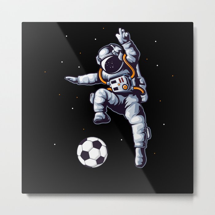 Soccer Astronaut In Space Player Fan Metal Print