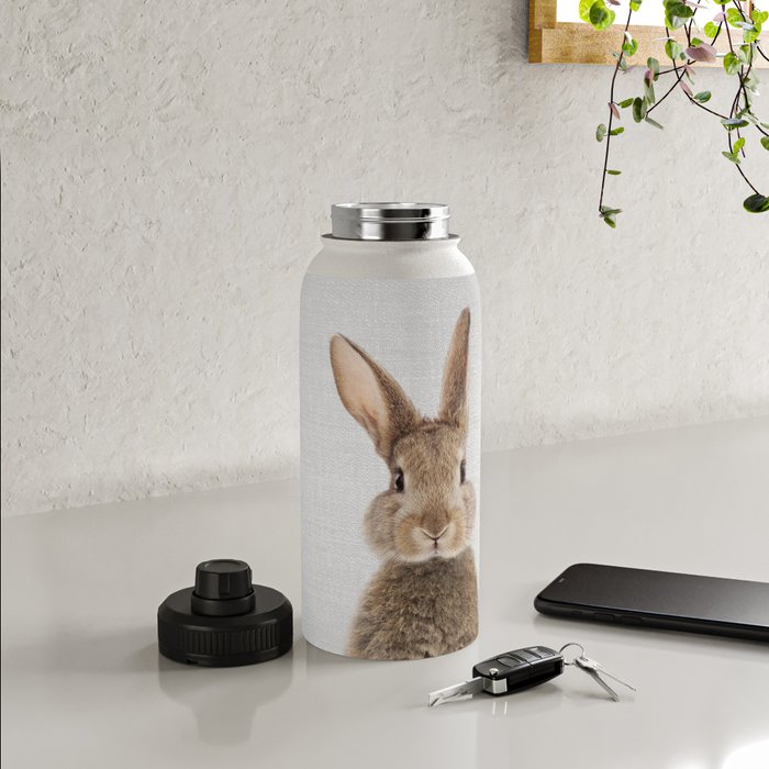 Rabbit Colorful Water Bottle by Gal Design Society6