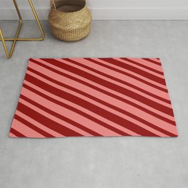 [ Thumbnail: Light Coral and Dark Red Colored Striped/Lined Pattern Rug ]