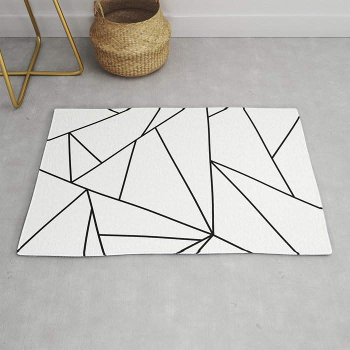 Abstract Modern Black White Trendy Geometrical Rug