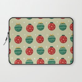 Christmas Ball Ornaments On Mint Print Pattern Laptop Sleeve