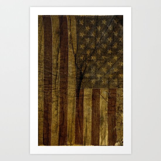 Rustic American Flag Art Print