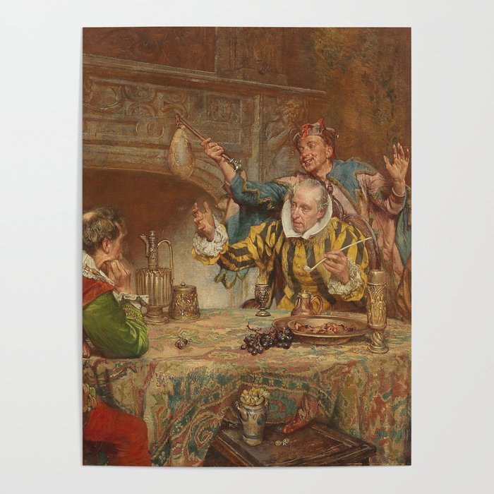 Merry Dinner Party with Court Jester -  Edgar Bundy 1890 Poster