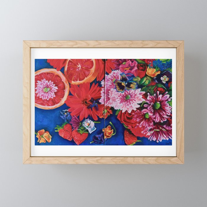 Naranja Sanguina y Flores (Blood Orange & Flowers) Framed Mini Art Print