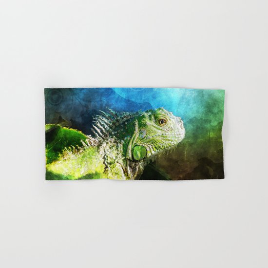 Blue And Green Iguana Profile Hand & Bath Towel