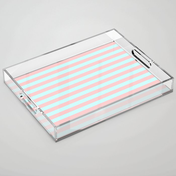 Easter Pink and Blue Stripes Acrylic Tray
