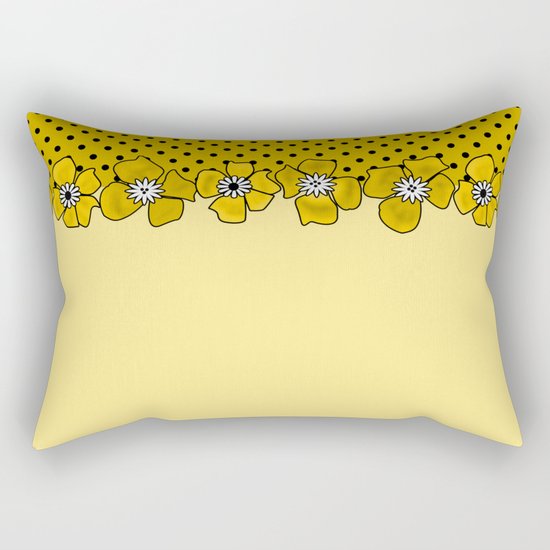 Yellow floral pattern . Rectangular Pillow