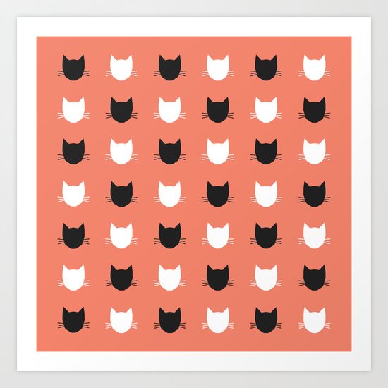 Cat Pattern 02 Art Print