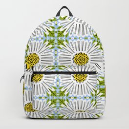 Retro Modern Daisy Flower Tiles Blue Backpack