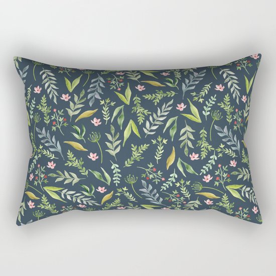Floral blue pattern. Watercolor Rectangular Pillow