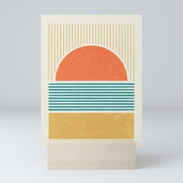 Sun Beach Stripes - Mid Century Modern Abstract Mini Art Print