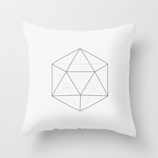 Black & white Icosahedron Throw Pillow