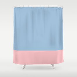 Minimalist Color Block Cuffed Solid in Pastel Light Blue and Baby Pink Shower Curtain