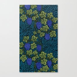 William Morris blue - purple vine textile pattern 19th century grapes and grapevine print for duvet, curtains, pillows, and home and wall decor Canvas Print