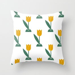 Yellow Tulips Throw Pillow