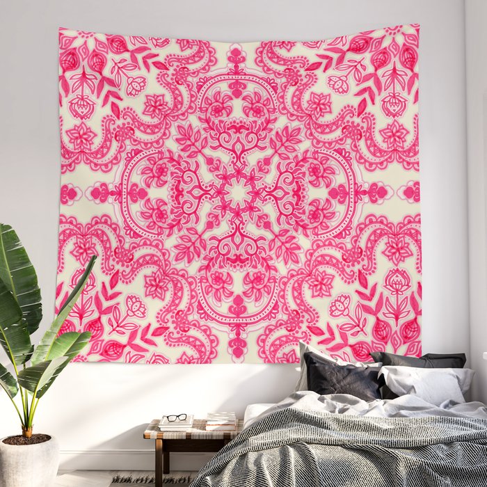 Pink and top teal tapestry