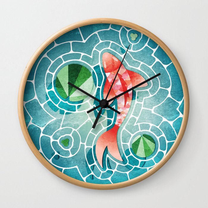 Koi Fish and Lily Pads Wall Clock