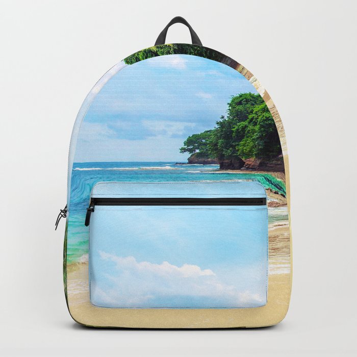 Tropical Beach Landscape Nature Photography Backpack By Staypositivedesign