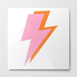 Pink and Orange Lightning Bolts Metal Print | Pattern, Y2K, Orange, Double, Preppy, Pastel, Lightning, Tangerine, Strike, Thunder 