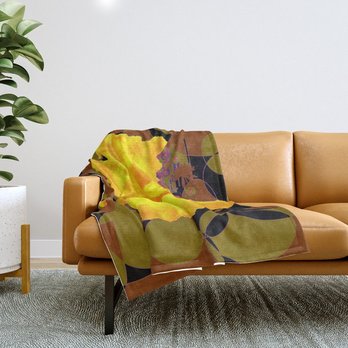 Decorative Modern Golden Iris Brown-Black Pattern Floral Throw Blanket