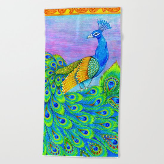 Paisley Peacock Pastels Beach Towel