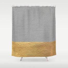 Color Blocked Gold & Grey Shower Curtain