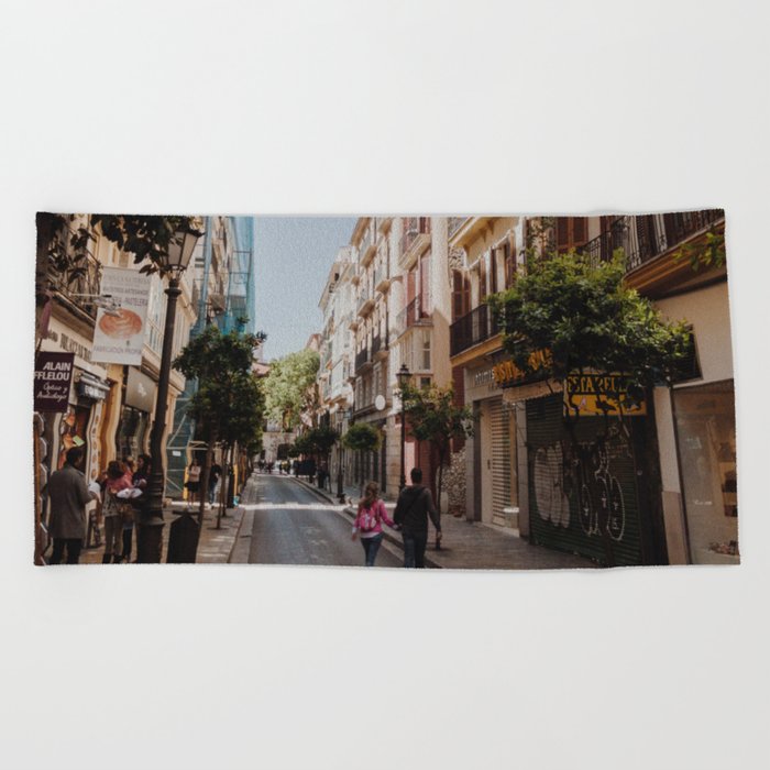 Spain Photography - Calm Street In Madrid Beach Towel