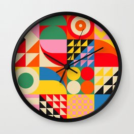 Happy Colorful Geometric Tropical Jungle Wall Clock | Modernabstract, Colorful, California, Geometric, Pop, Boho, Curated, Retro, Happy, Summer 