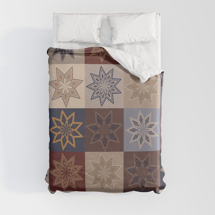 Rustic Patchwork Stars Pattern 3 Warm Tint Duvet Cover