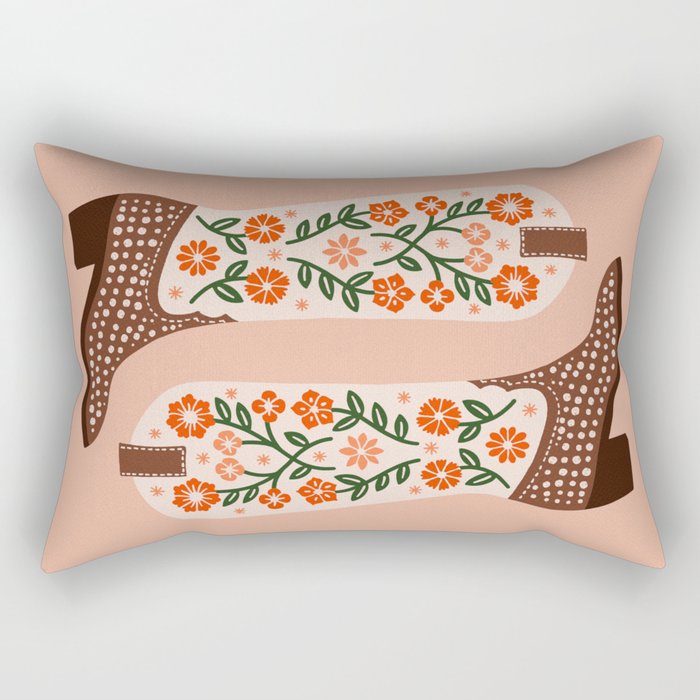 Cowgirl Boots – Orange and Green Rectangular Pillow
