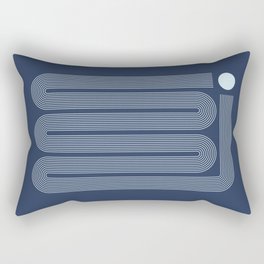 Geometric Lines in night Blue 15 (Modern Mid century Sun and Rainbow Abstract) Rectangular Pillow
